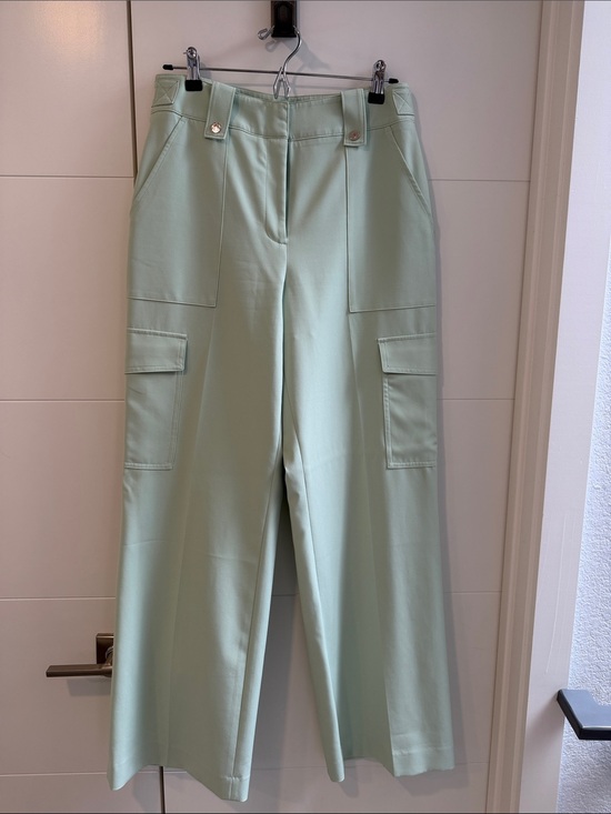 White House Black Market Pants - WHBM Wide-Leg Cargo Dress Pants in Soft Mint
